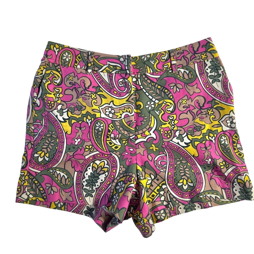 Boden Pink Paisley High Rise Shorts Retro 60s Style Mod Summer Sz 10